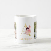 Mug LETTRE D'OR Fleur Moderne A | Deux monogrammes pho (Centre)
