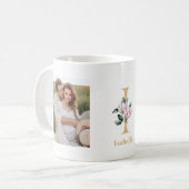 Mug LETTRE D'OR I Flower | Deux monogrammes photo (Devant gauche)