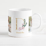 Mug LETTRE D'OR Moderne D Flower | Deux monogrammes ph<br><div class="desc">LETTRE D'OR Moderne D Flower | Deux monogrammes photo</div>