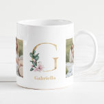 Mug Lettre d'or moderne G Flower | Deux monogrammes ph<br><div class="desc">Lettre d'or moderne G Flower | Deux monogrammes photo</div>