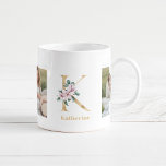 Mug LETTRE D'OR Moderne K Flower | Deux monogrammes ph<br><div class="desc">LETTRE D'OR Moderne K Flower | Deux monogrammes photo</div>