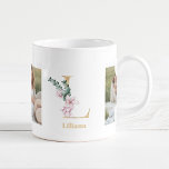 Mug Lettre d'or moderne L Flower | Deux monogrammes ph<br><div class="desc">Lettre d'or moderne L Flower | Deux monogrammes photo</div>