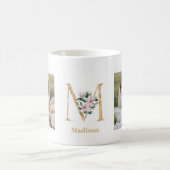 Mug Lettre d'or moderne M Flower | Deux monogrammes ph (Centre)