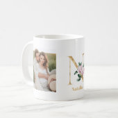 Mug Lettre d'or moderne N Flower | Deux monogrammes ph (Devant gauche)