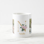 Mug Lettre d'or moderne N Flower | Deux monogrammes ph (Centre)