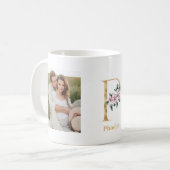 Mug LETTRE D'OR Moderne P Fleur | Deux monogrammes pho (Devant gauche)