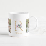 Mug LETTRE D'OR Moderne R Flower | Deux monogrammes ph<br><div class="desc">LETTRE D'OR Moderne R Flower | Deux monogrammes photo</div>
