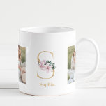 Mug LETTRE D'OR Moderne S Flower | Deux monogrammes ph<br><div class="desc">LETTRE D'OR Moderne S Flower | Deux monogrammes photo</div>
