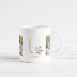 Mug LETTRE D'OR Moderne U Flower | Deux monogrammes ph<br><div class="desc">LETTRE D'OR Moderne U Flower | Deux monogrammes photo</div>