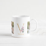 Mug Lettre d'or moderne V | Deux monogrammes photo<br><div class="desc">Lettre d'or moderne V | Deux monogrammes photo</div>
