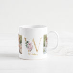 Mug Lettre d'or moderne W Flower | Deux monogrammes ph<br><div class="desc">Lettre d'or moderne W Flower | Deux monogrammes photo</div>