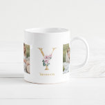 Mug LETTRE D'OR Moderne Y Flower | Deux monogrammes ph<br><div class="desc">LETTRE D'OR Moderne Y Flower | Deux monogrammes photo</div>