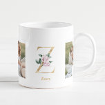Mug LETTRE D'OR Moderne Z Fleur Z | Deux monogrammes p<br><div class="desc">LETTRE D'OR Moderne Z Fleur Z | Deux monogrammes photo</div>