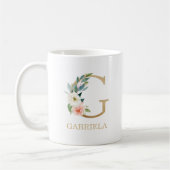 Mug Lettre d'or monogramme G | Vert rose floral (Gauche)