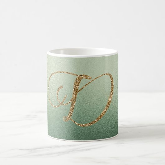 Mug LETTRE D'OR VERT Olive Parties scintillant D (Centre)