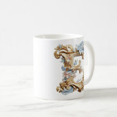 Mug Lettre 'E' Baroque pour une Princesse du Café (Devant droit)