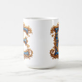 Mug Lettre E bleue ornée (Centre)