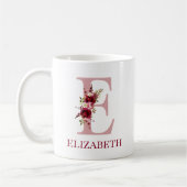 Mug Lettre E Bourgogne Blush Floral (Gauche)