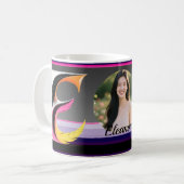 Mug Lettre E fluide abstraite néon plume (Devant gauche)