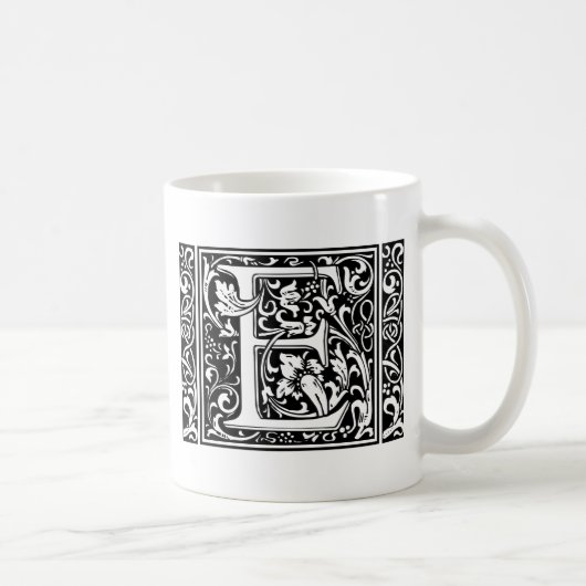 Mug Lettre E Monogramme médiéval Art Nouveau (Droite)