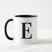 Lettre E Monogramme Noir Moderne Personnalisée