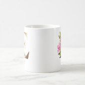 Mug Lettre E | Monogramme or | Arrangement floral rose (Centre)