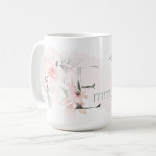 Mug Lettre E Rose rose rose rose pâle