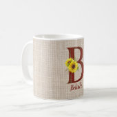 Mug Lettre en bois de grange B & Tournesols Personnali (Devant gauche)