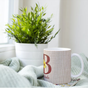 Mug Lettre en bois de grange B & Tournesols Personnali