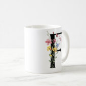Mug Lettre F avec des fleurs (Devant droit)