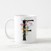 Mug Lettre F avec des fleurs (Gauche)