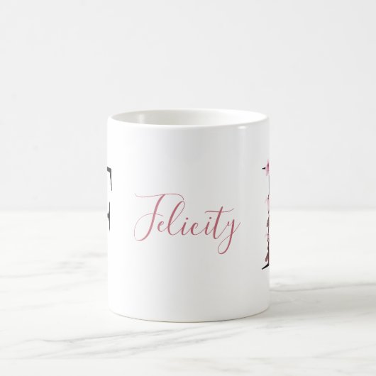 Mug Lettre F, Fleur de cerisier | Nom du script du mon (Centre)