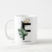 Mug Lettre F Monogramme | Monstère tropicale personnal (Gauche)