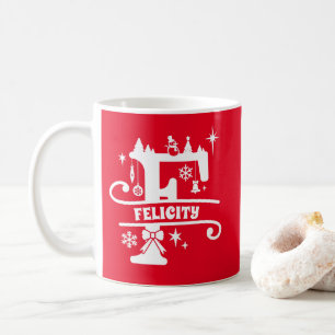Mug Lettre F Noël Monogramme Nom initial Rouge
