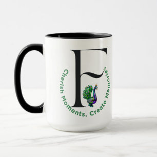 Mug Lettre F Peacock Cherish Moments Créer des souveni