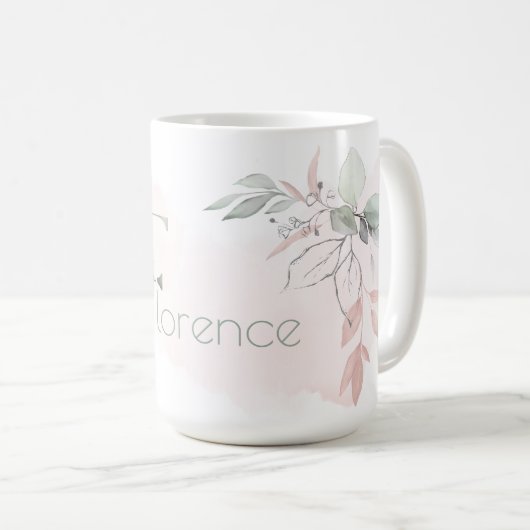 Mug Lettre F Rose rose rose pâle (Devant droit)