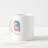 Mug LETTRE Fille Abstraite rose et jaune A (Devant gauche)