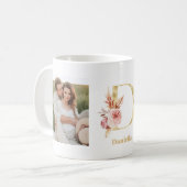 Mug LETTRE FLEUR D'OR ACTUELLE D | Deux monogrammes ph (Devant gauche)