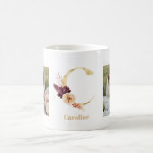 Mug LETTRE FLEUR D'OR C | Deux monogrammes photo (Centre)