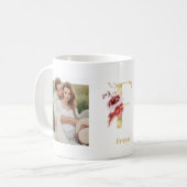 Mug LETTRE FLEUR D'OR F | Deux monogrammes photo (Devant gauche)