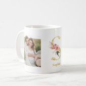 Mug LETTRE FLEUR D'Or Moderne S | Deux monogrammes pho (Devant gauche)