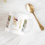 Mug LETTRE FLEUR D'OR MOYENNE M | Deux monogrammes pho<br><div class="desc">LETTRE FLEUR D'OR MOYENNE M | Deux monogrammes photo</div>