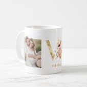 Mug LETTRE FLEUR D'OR W | Deux monogrammes photo (Devant gauche)