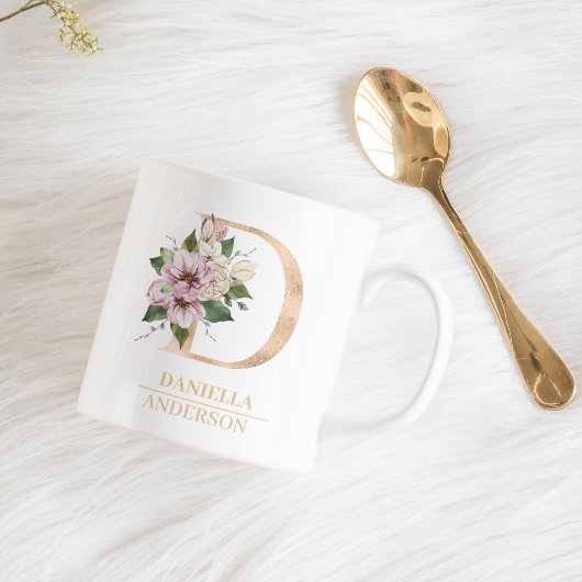 Mug LETTRE FLEURIE D OR | Monogramme