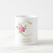 Mug LETTRE FLEURIE D'Aquarelle Or Tendance C | Monogra (Centre)