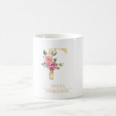 Mug LETTRE FLEURIE D'Aquarelle Or tendance F | Monogra (Centre)