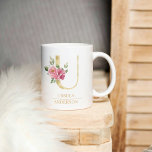 Mug LETTRE FLEURIE D'Aquarelle Or Tendance U | Monogra<br><div class="desc">LETTRE FLEURIE D'Aquarelle Or Tendance U | Monogramme</div>