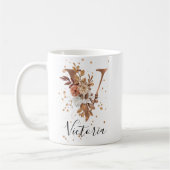 Mug LETTRE FLEURIE DE COCOPIE V MONogramme CABINE (Gauche)