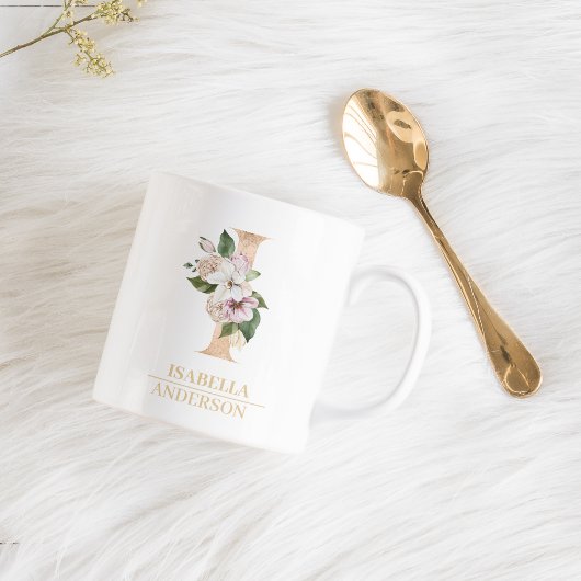 Mug LETTRE FLEURIE D'OR ACTUELLE I | Monogramme