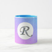 Mug LETTRE FLEURIE FLASTIQUE R Bleu et violet (Centre)